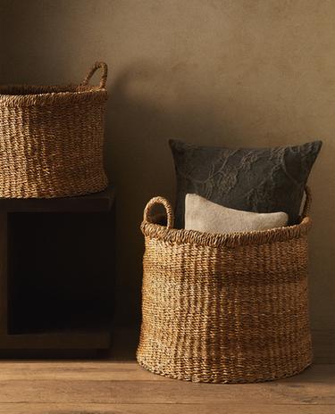 LARGE SEAGRASS BASKET WITH HANDLES