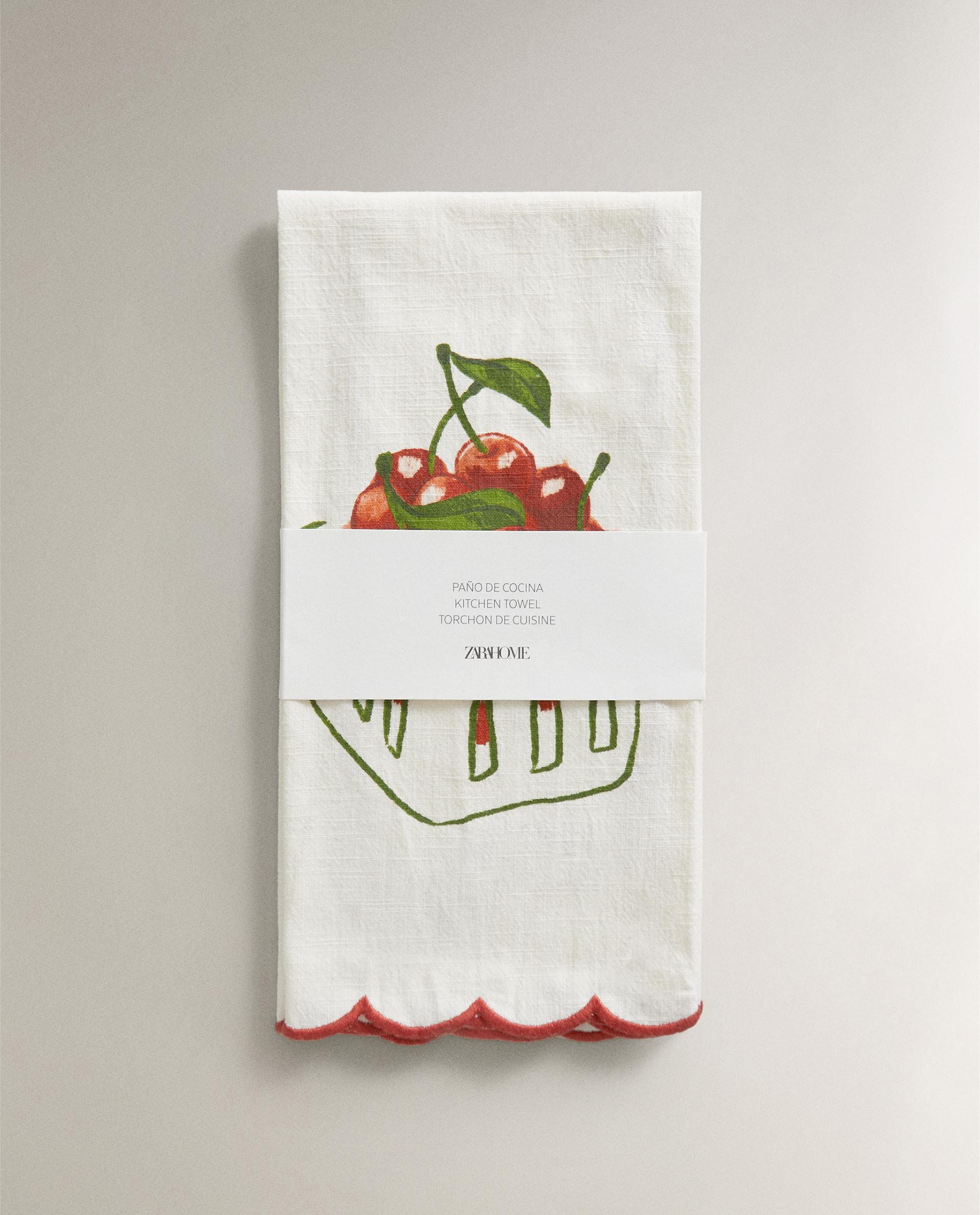 CHERRY PRINT TEA TOWEL Zara Home Ireland
