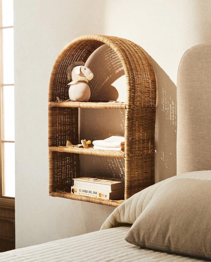 CHILDREN’S OVAL RATTAN SHELVING UNIT