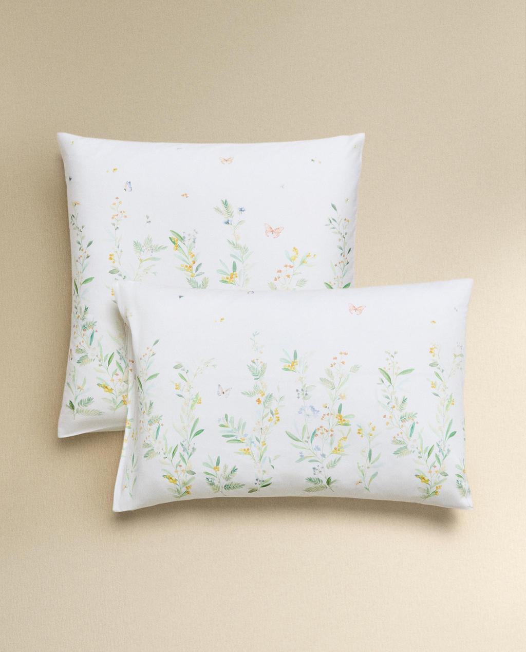 FUNDA ALMOHADA SATÉN HOJAS Y FLORES FUNDA ALMOHADA SATÉN HOJAS Y FLORES