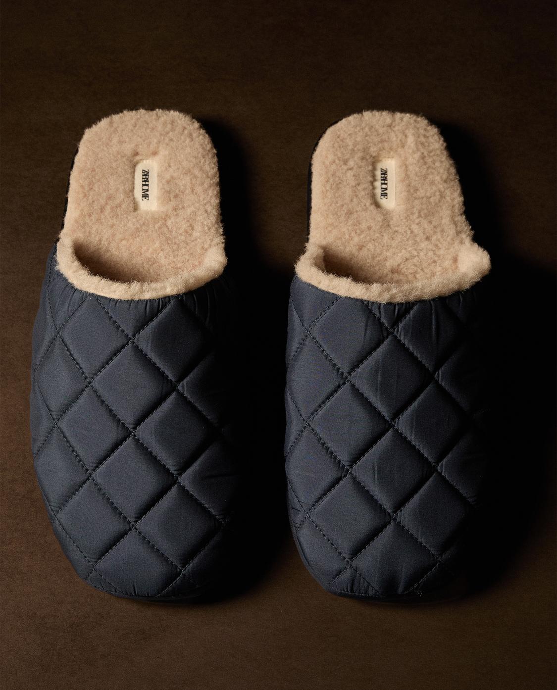 Zara Home Zapatillas Casa Plataforma ZUECO PIEL TIRA Verde ZARA