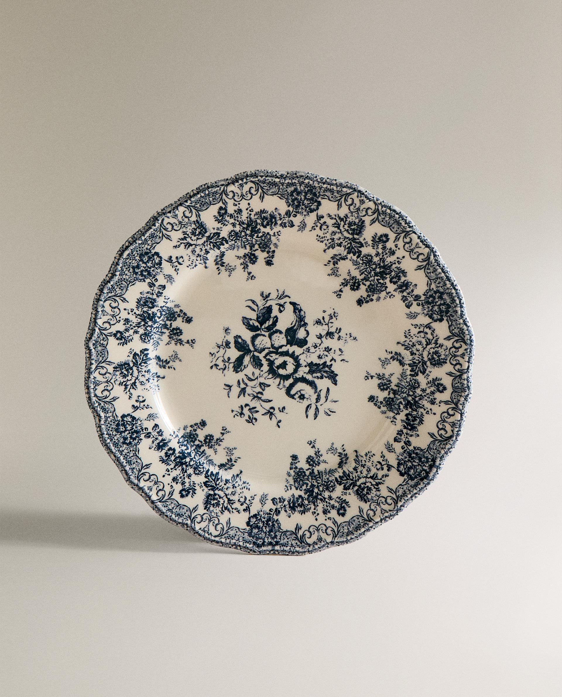ZARA フローラル アースンウェア プレートセット 花柄 食器 ブルー FLORAL EARTHENWARE DINNER PLATE | Zara Home Norge / Norway