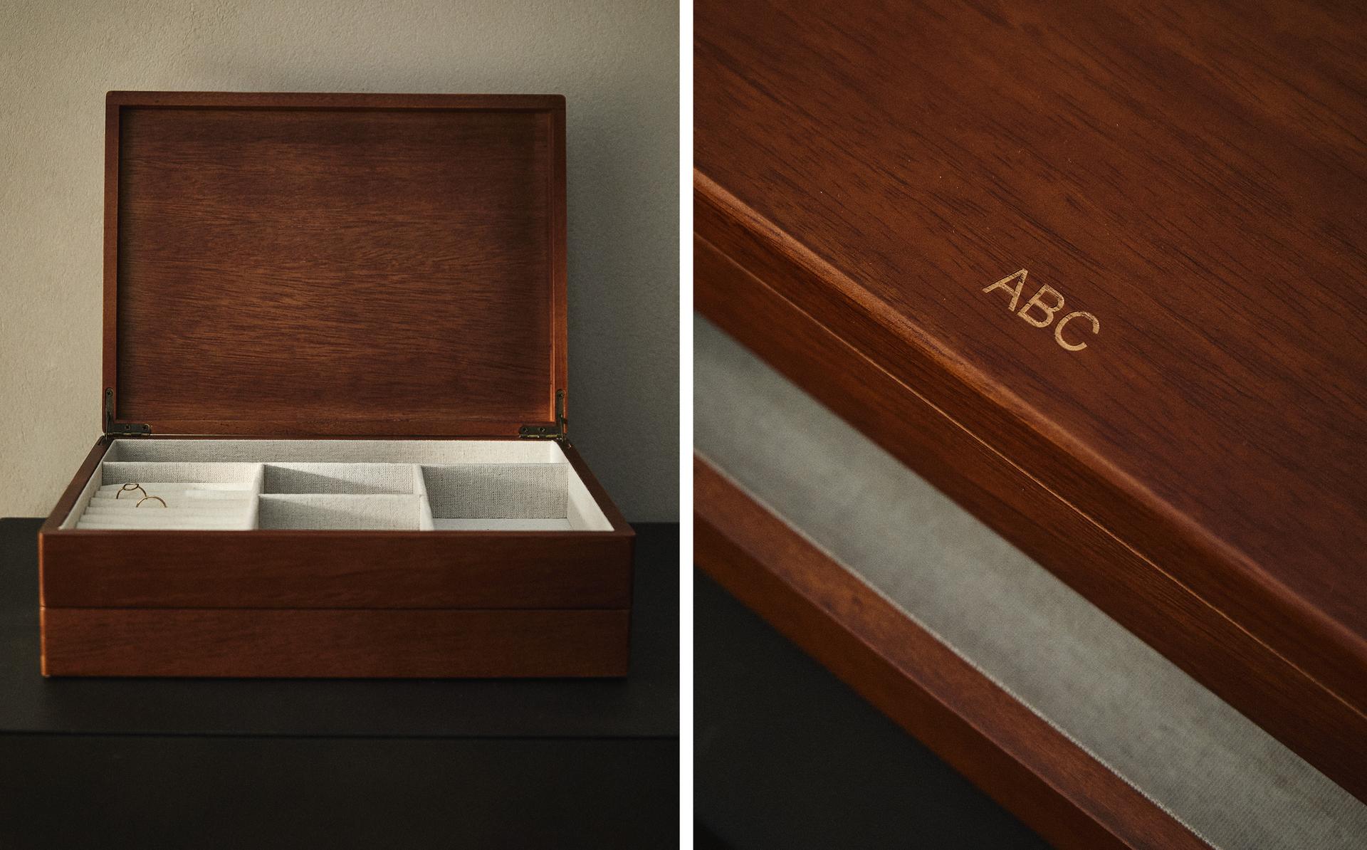 WOODEN JEWELLERY BOX WITH DRAWERS