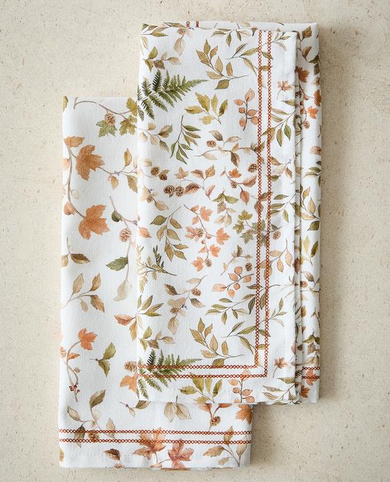 CONJUNTO DE PANOS DE PRATO DE ALGODÃO COM FOLHAS (CONJUNTO DE 2)