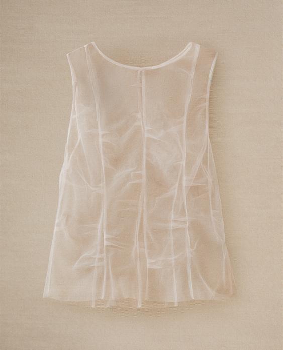 玫瑰粉色歐根紗上衣