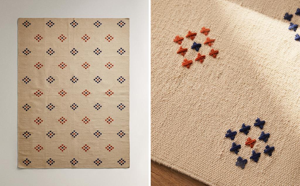 DIAMOND DESIGN COTTON WOOL RUG