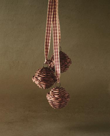 RATTAN SLEIGH BELLS CHRISTMAS TREE DECORATION