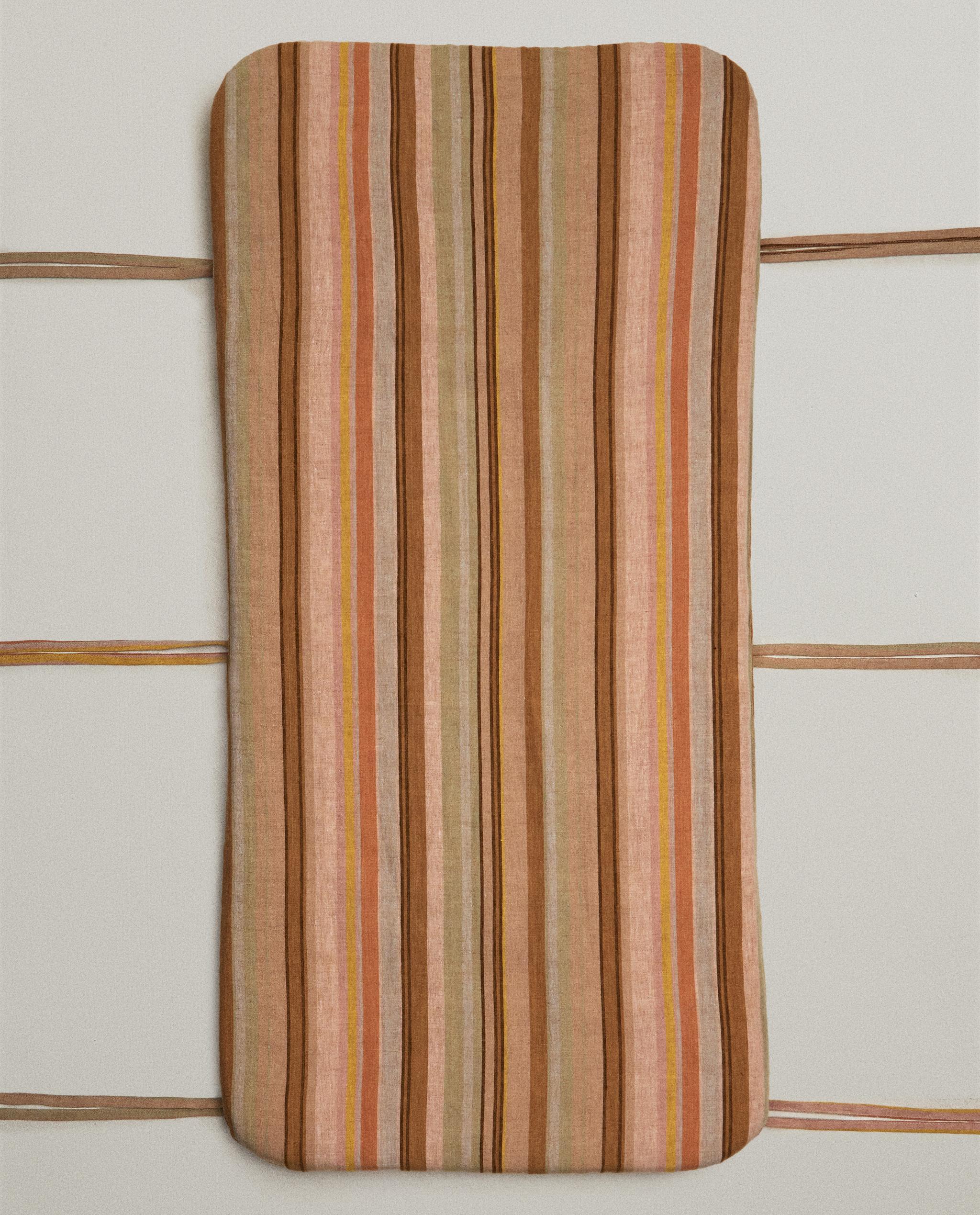 STRIPED COTTON AND LINEN ACCENT CHAIR SEAT CUSHION product thumbnail 9