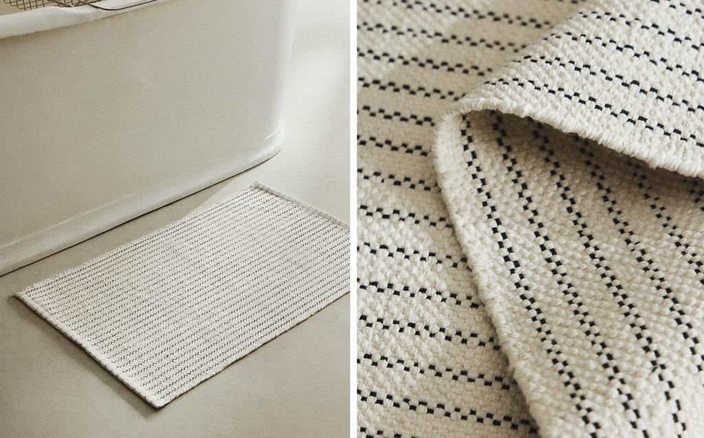 BATH MAT WITH TOPSTITCHED LINES