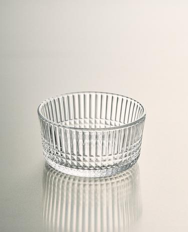 وعاء صغير زجاج بتصميم هندسي بارز