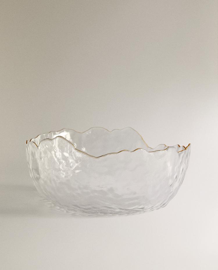 GLASS SALAD BOWL WITH RIM