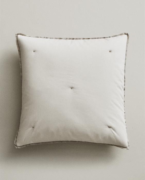 LINEN AND SATEEN CUSHION COVER WITH DOTS