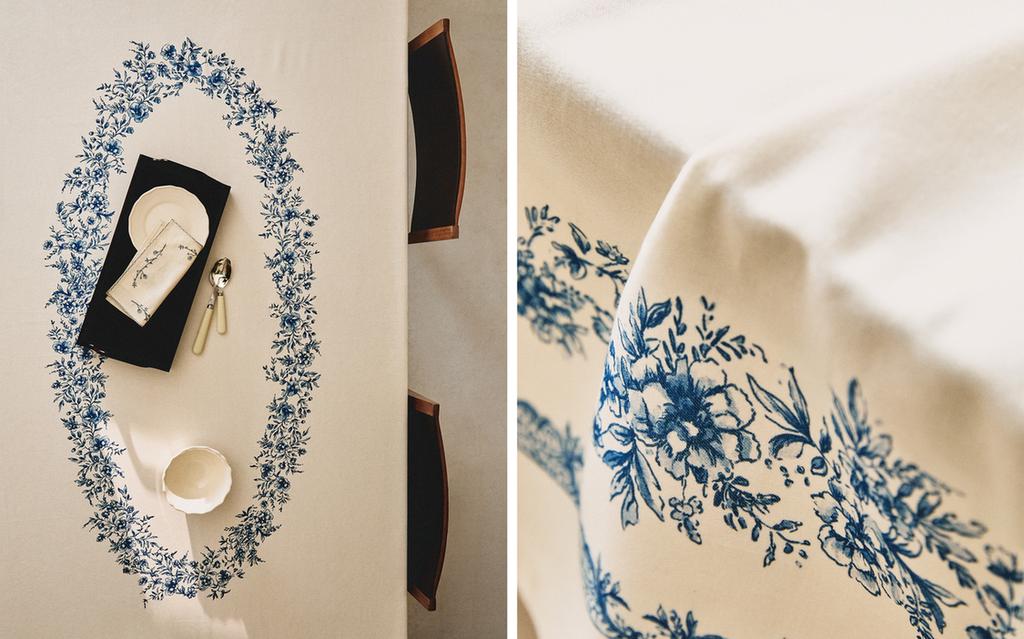 مفرش مائدة ساتان بطبعة أزهار