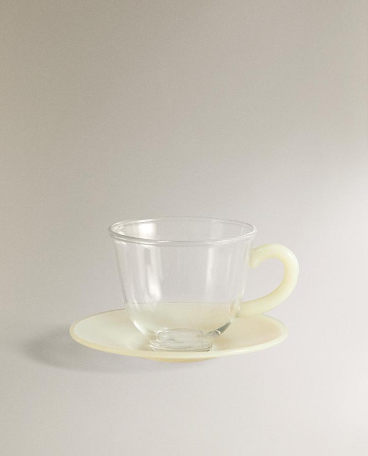 TAZA DE CAFÉ Y PLATO BOROSILICATO COLOR