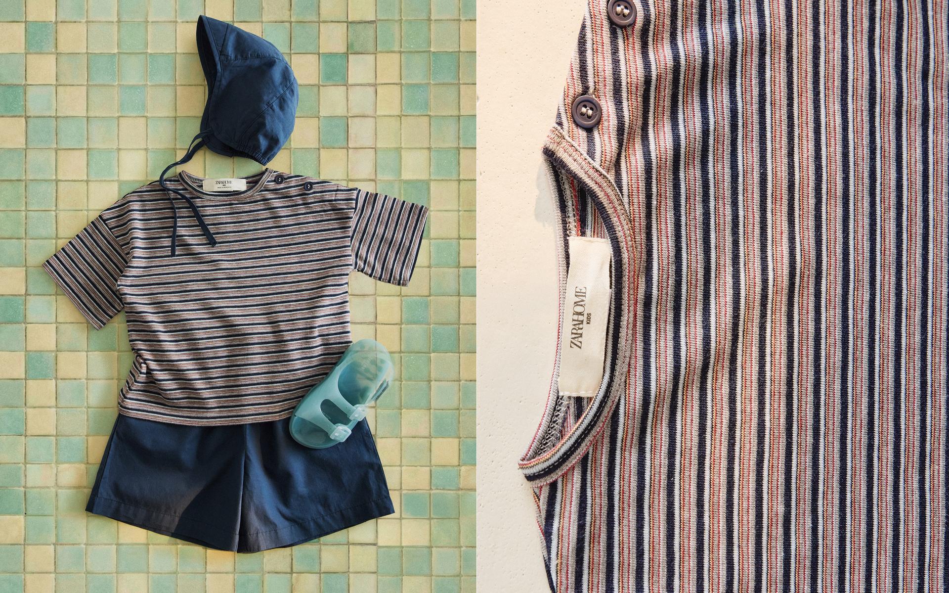 T-SHIRT FÖR BARN, BERMUDASHORTS, MÖSSA OCH SANDALER