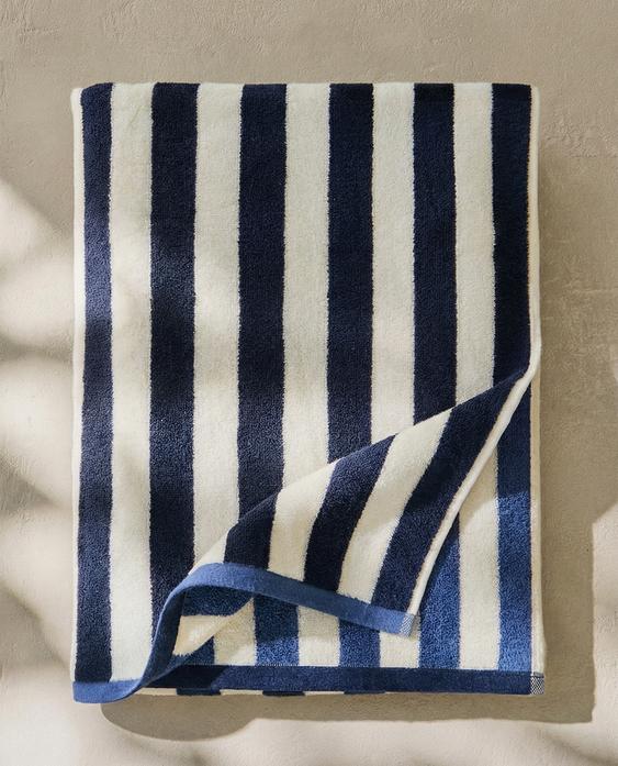 SERVIETTE DE PLAGE RAYURES RÉVERSIBLE SERVIETTE DE PLAGE RAYURES RÉVERSIBLE