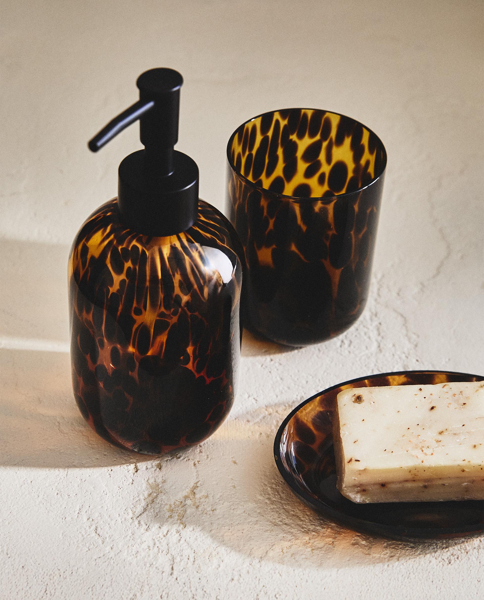 XOGO BAÑO VIDRO LEOPARDO
