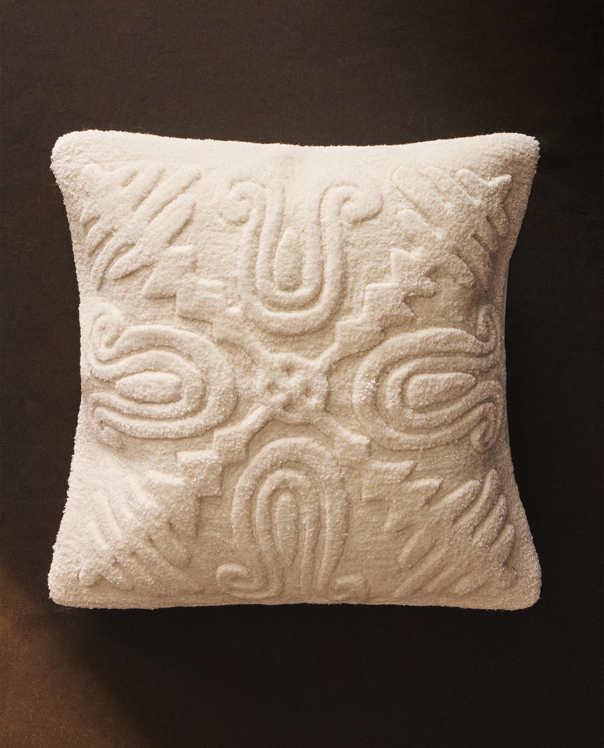 NANUSHKA RAISED WOOL THROW PILLOW COVER