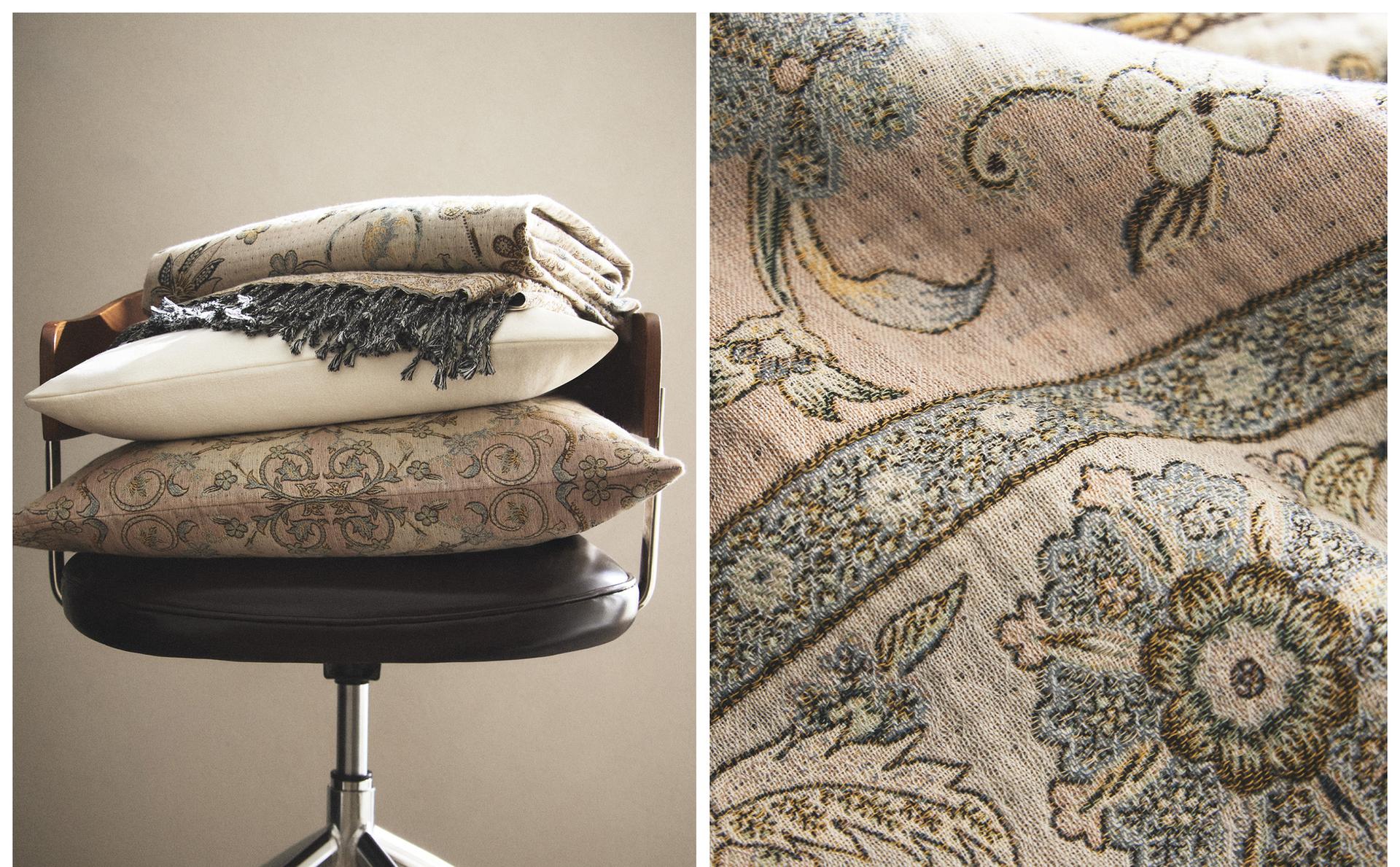 JACQUARD CUSHION COVER AND DECORATIVE FLORAL THROW