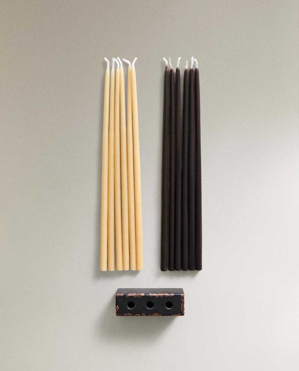 ENSEMBLE PACK DE BOUGIES VELVET CUIR ET PORTE-BOUGIES