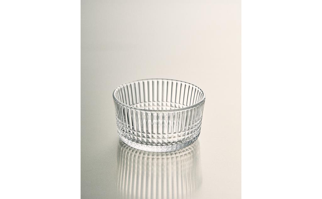 GLASS MINI BOWL WITH RAISED GEOMETRIC DESIGN