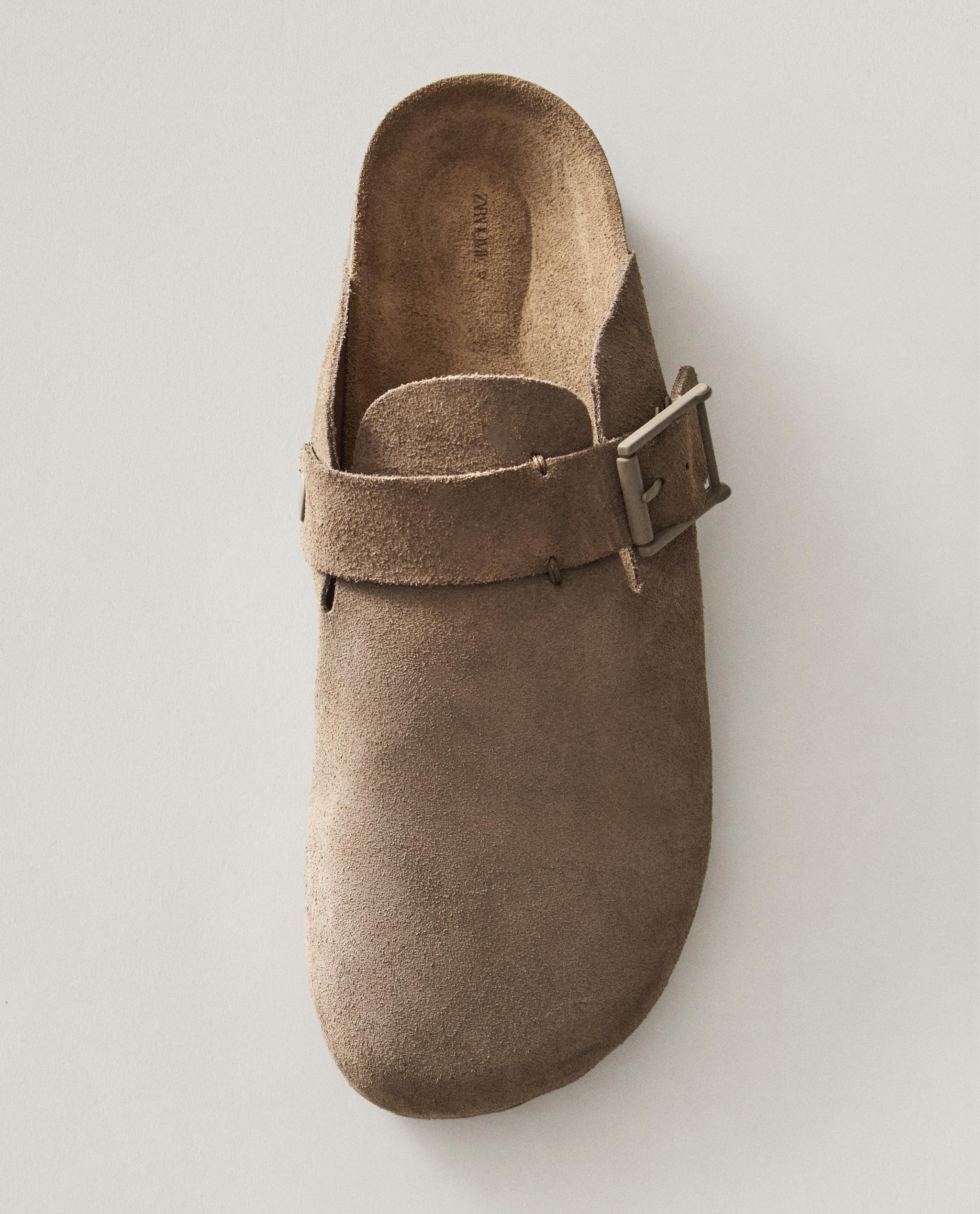 LEATHER CLOGS WITH BUCKLE AND TOPSTITCHING DETAIL product thumbnail 8