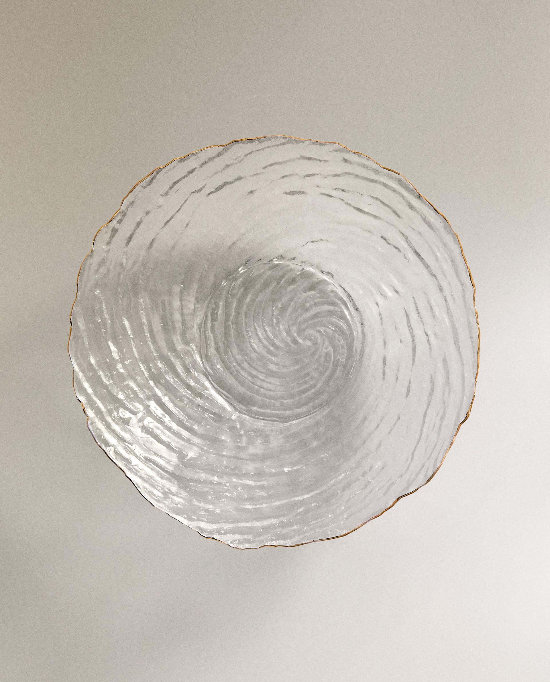 GLASS SALAD BOWL WITH GOLD RIM product thumbnail 8