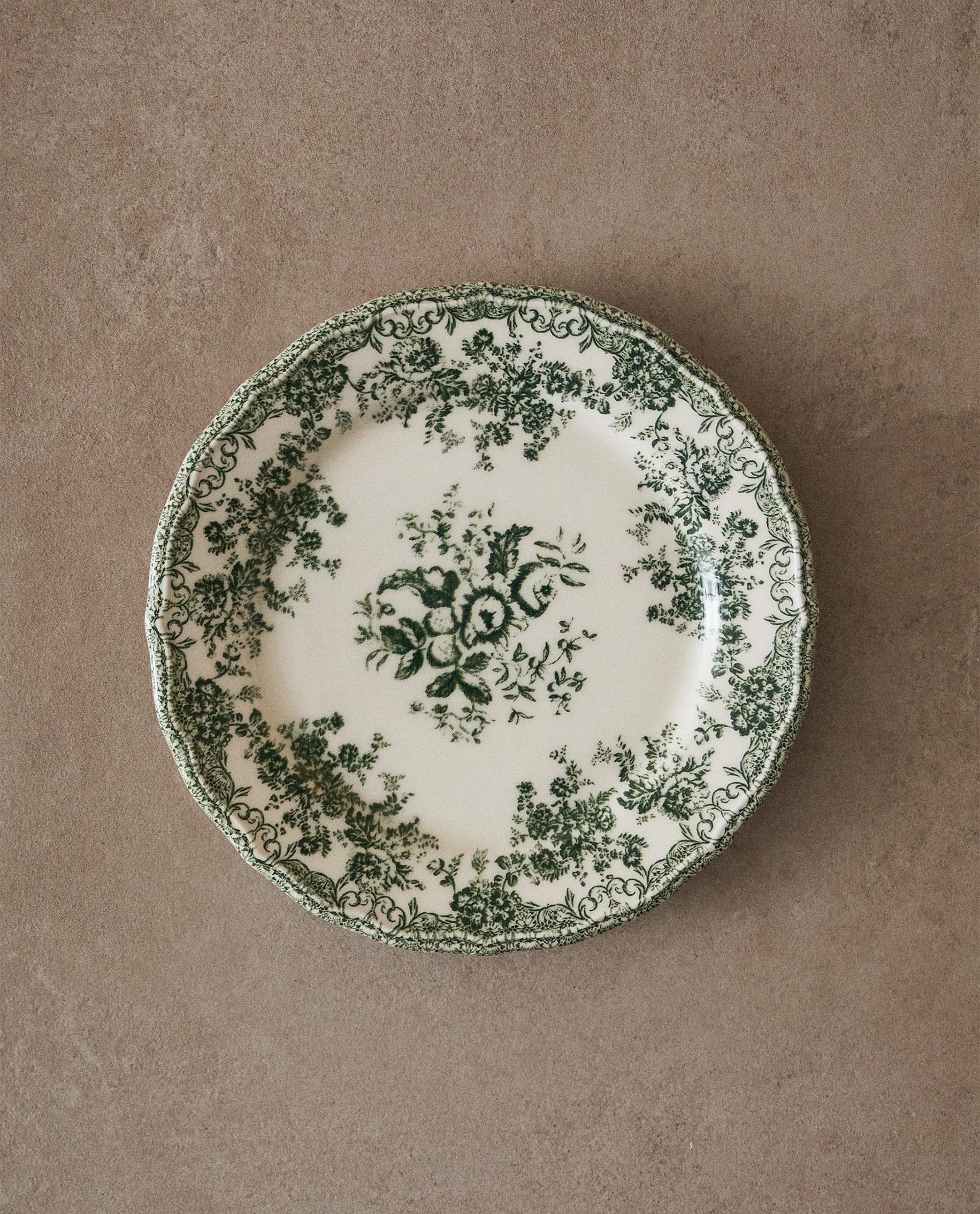 FLORAL EARTHENWARE DESSERT PLATE