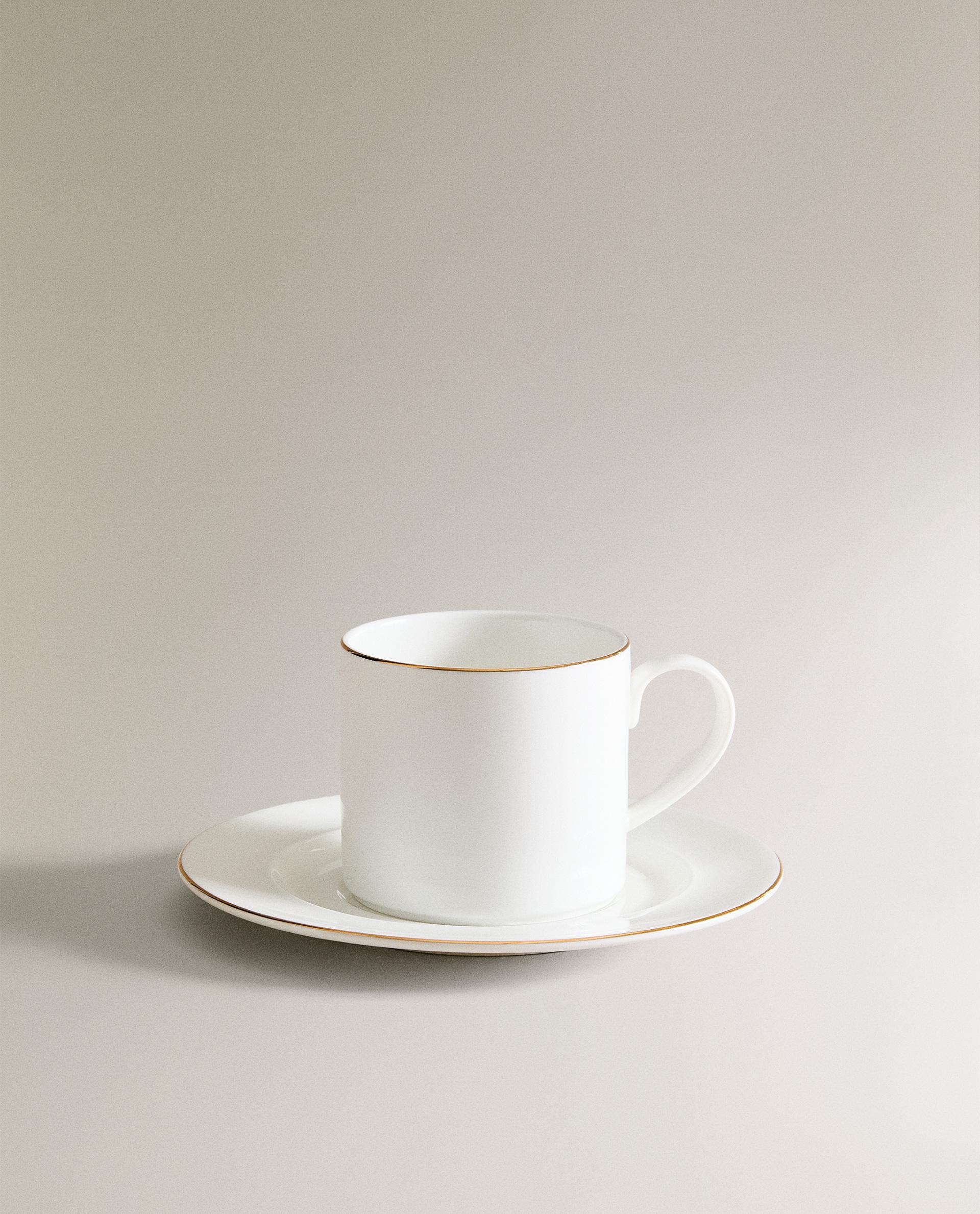 Rimmed Bone China Teacup and Saucer | Zara Home