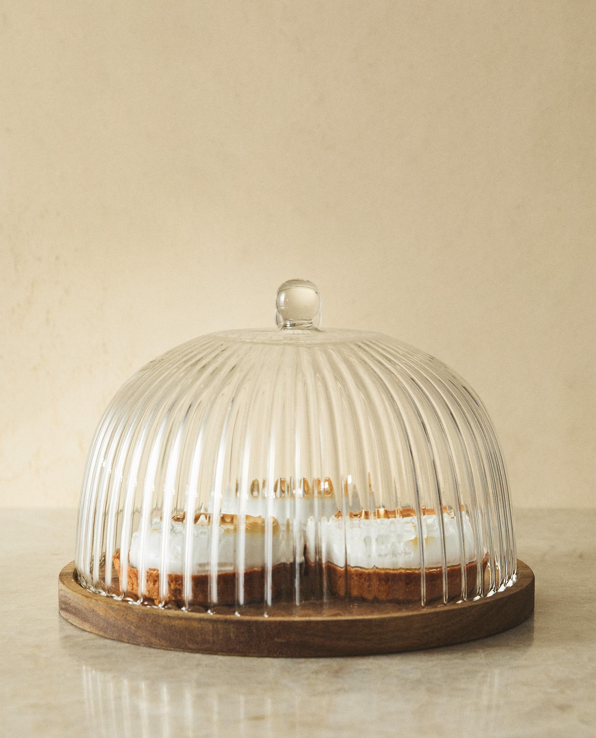 BOROSILICATE WOODEN CAKE DISH