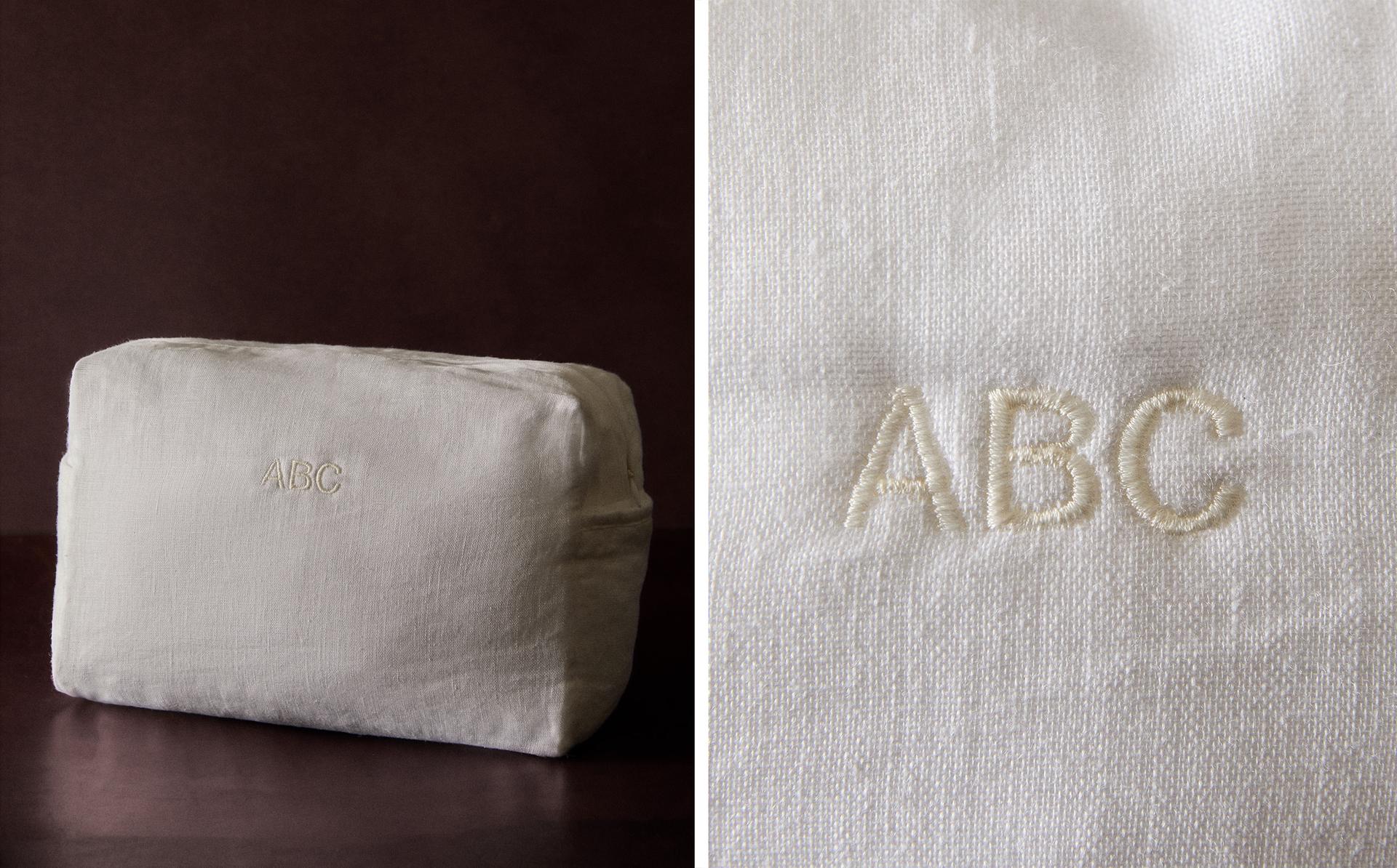 PLAIN LINEN AND COTTON TOILETRY BAG