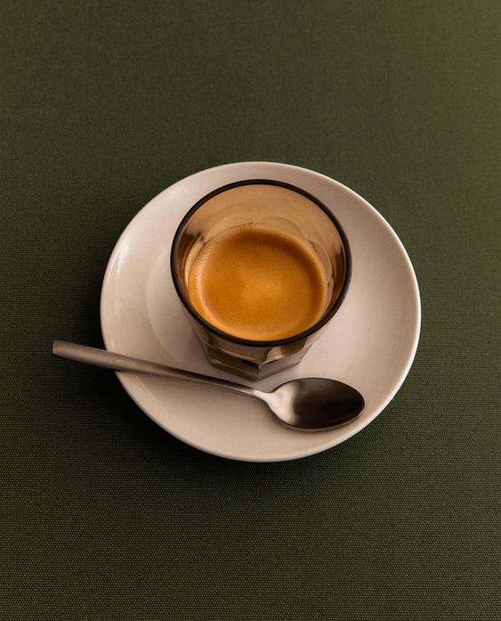 RAISED DESIGN GLASS COFFEE TUMBLER