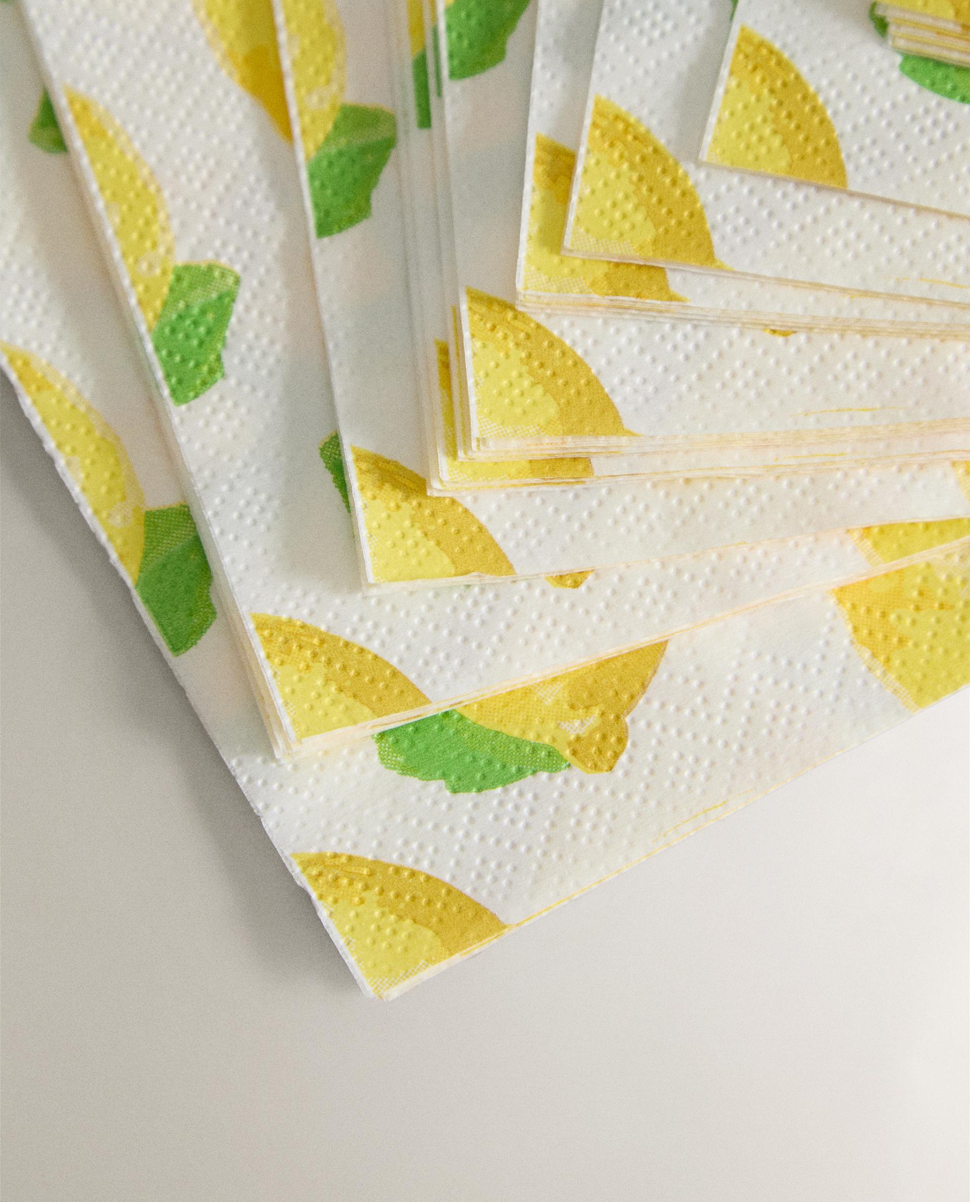 SERVIETTE DE TABLE PAPIER CITRONS (LOT DE 20)