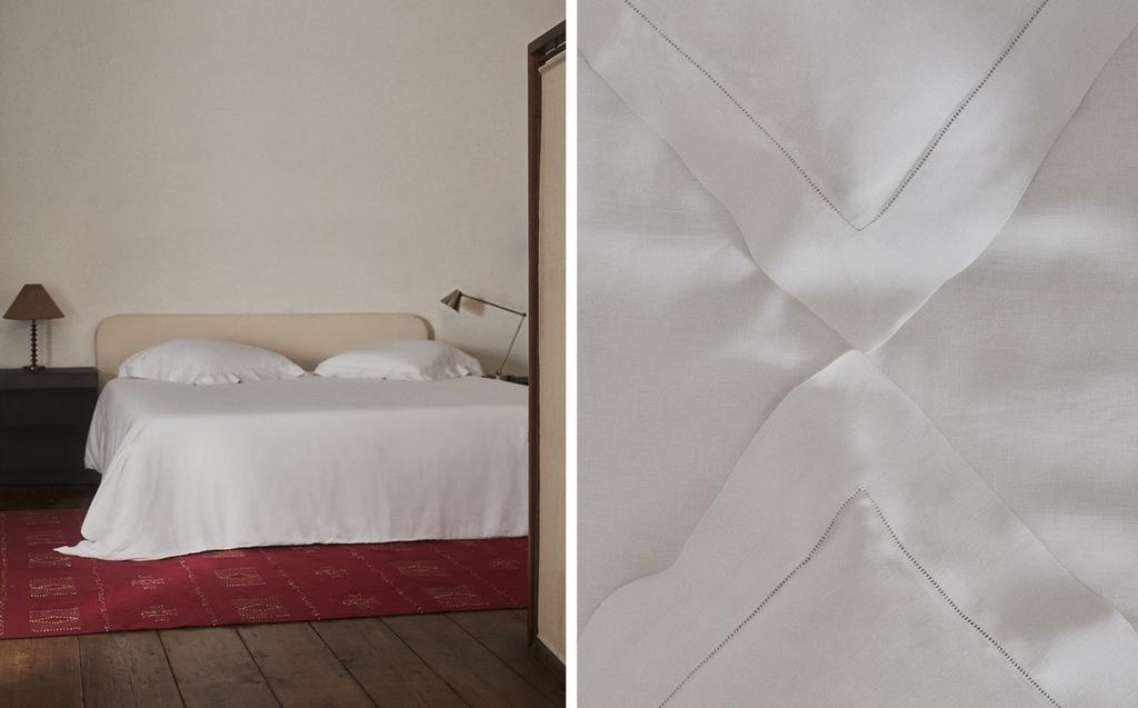 HEMSTITCHED LINEN DUVET COVER