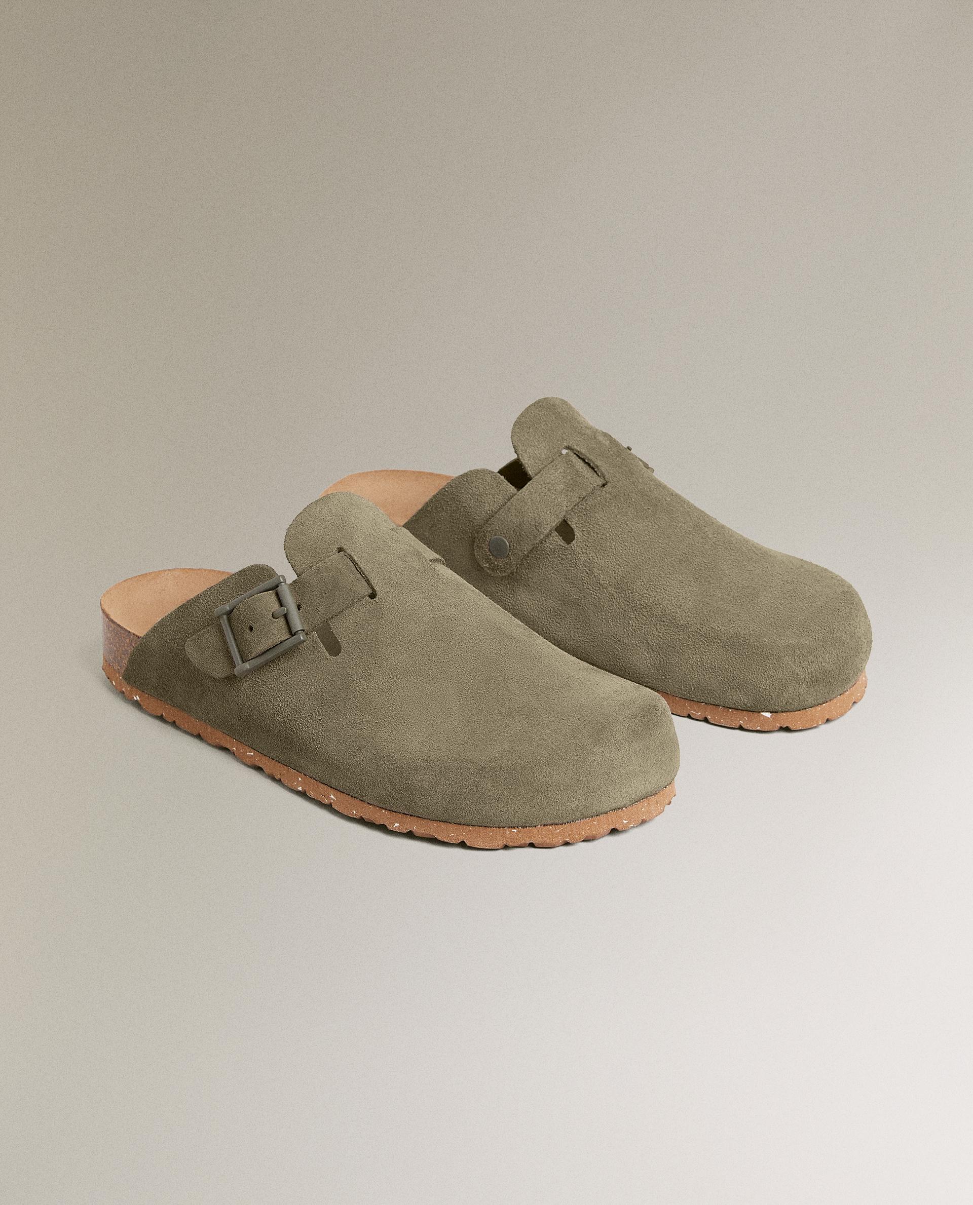 ZARA  バックル レザー クロッグサンダル 1200/400 org.jpg