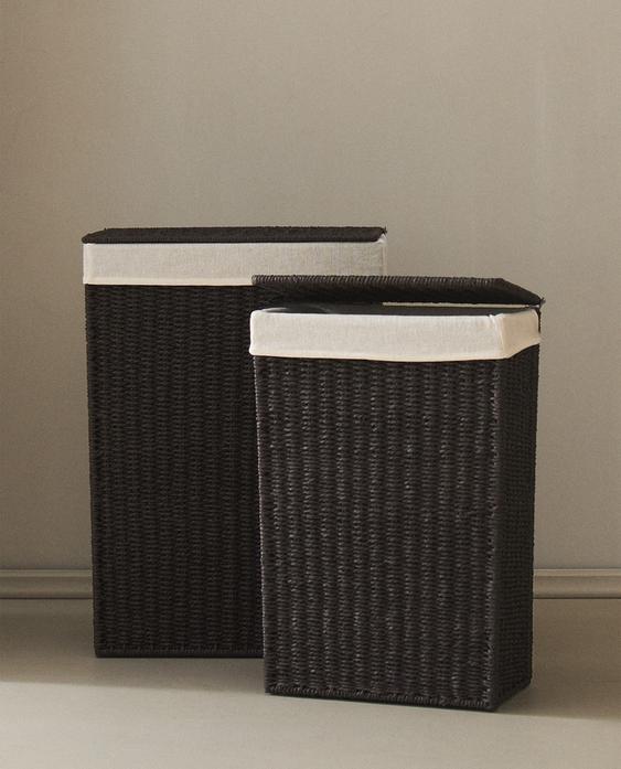 FABRIC-LINED LAUNDRY BASKET