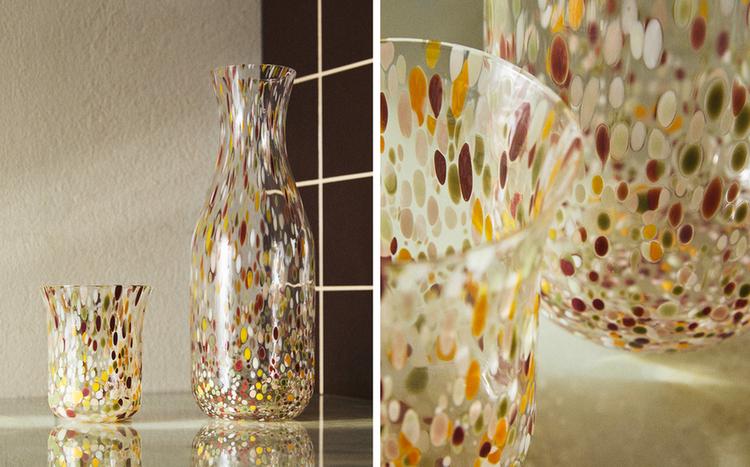 SPECKLED BLOWN GLASSWARE SET