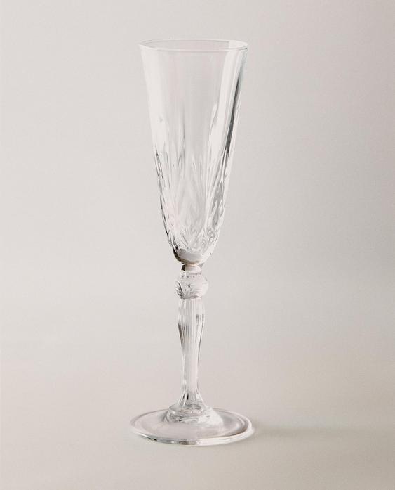 ENGRAVED CRYSTALLINE FLUTE GLASS