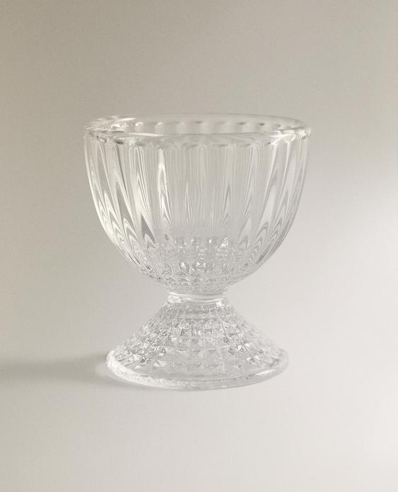 حامل بيض زجاج بتصميم هندسي بارز حامل بيض زجاج بتصميم هندسي بارز