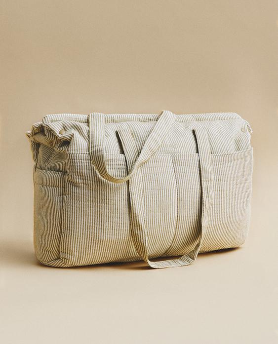 STRIPED MUSLIN MATERNITY PUSHCHAIR BAG