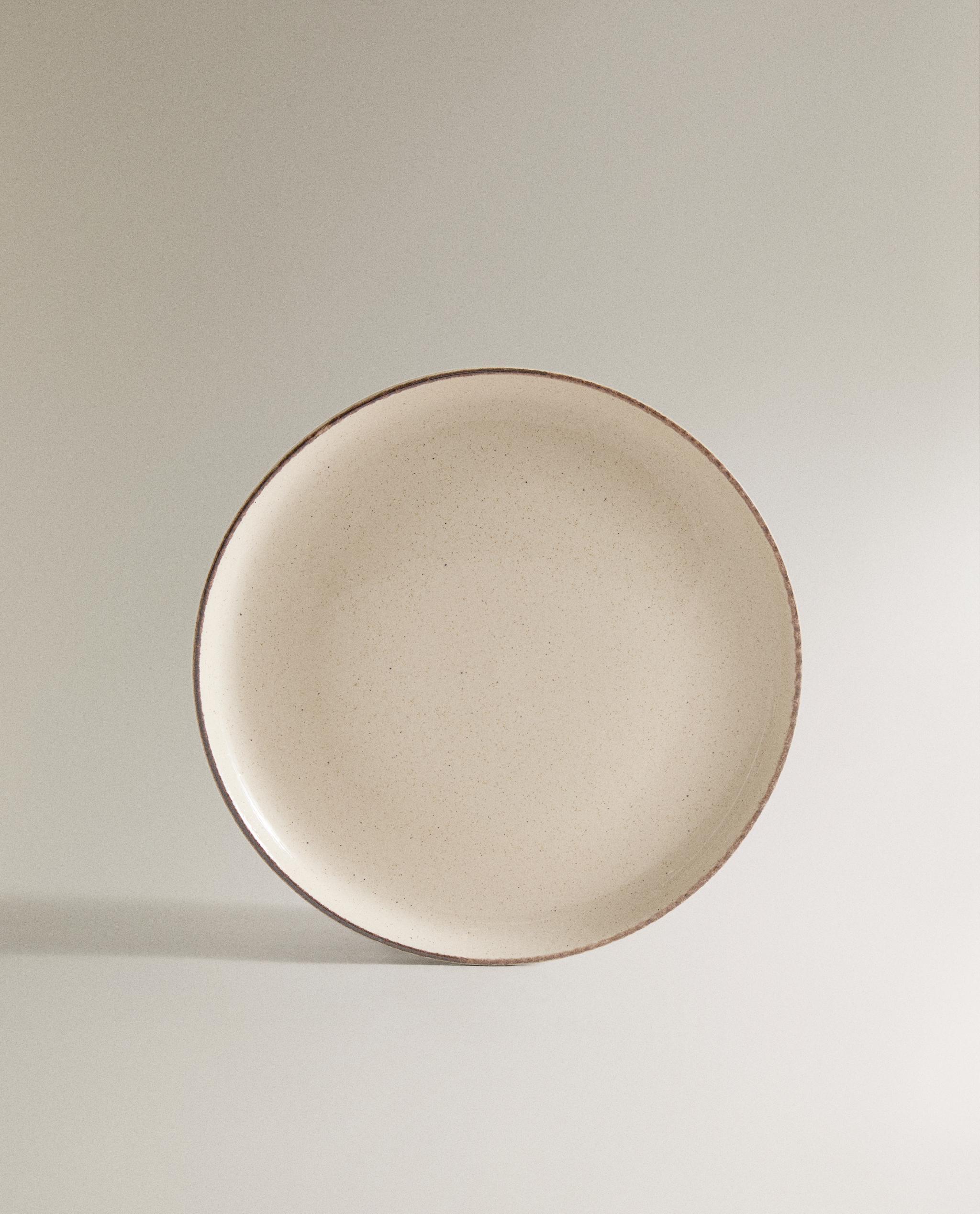 STONEWARE DESSERT PLATE WITH ANTIQUE FINISH RIM product thumbnail 7