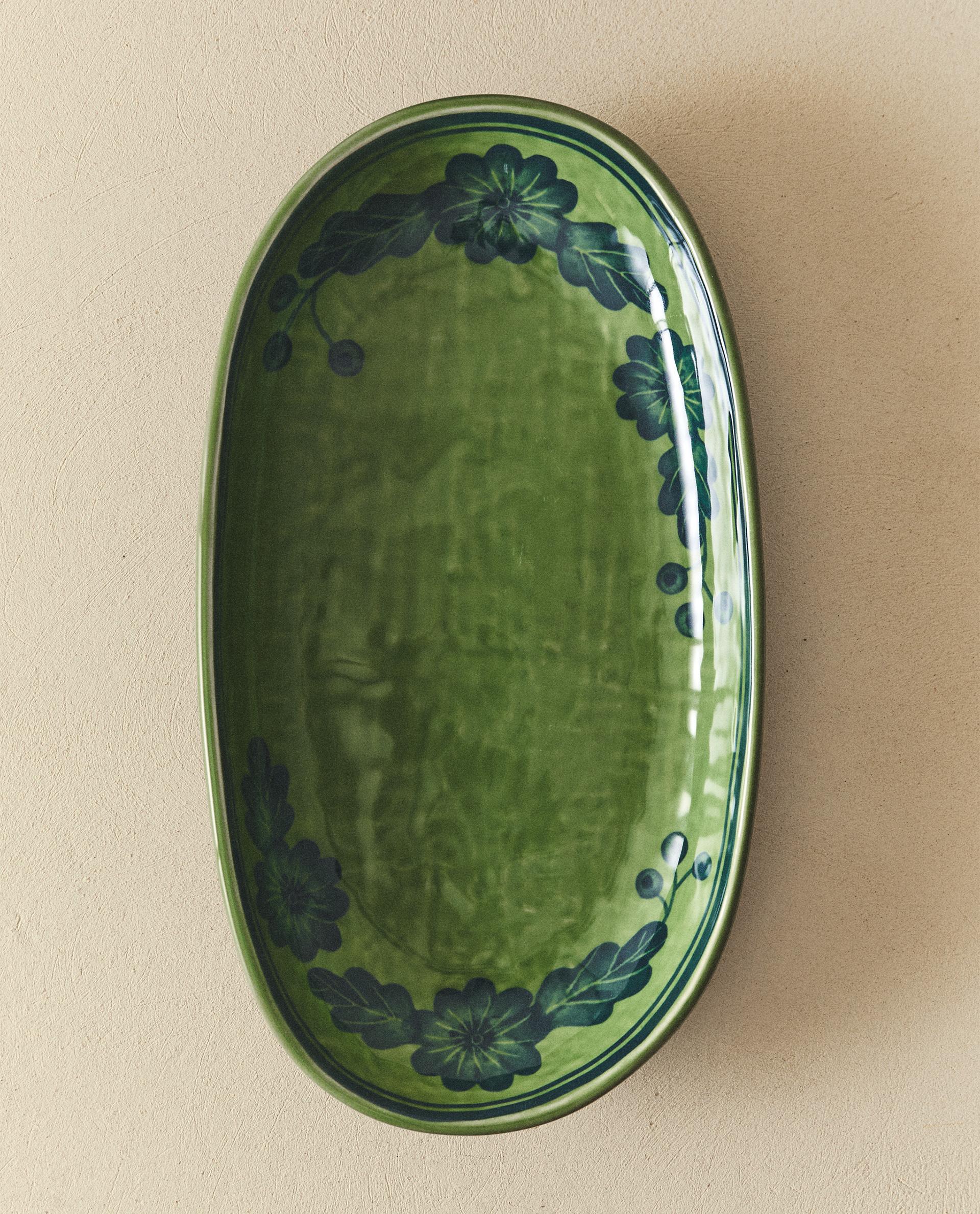 花柄オーバル ストーンウェア サービングディッシュ | Zara Home