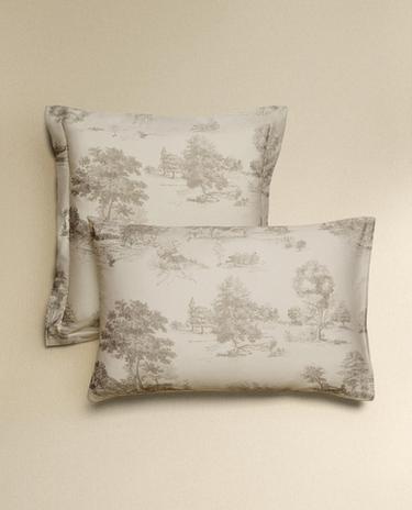 SATYNOWA POSZEWKA NA PODUSZKĘ TOILE DE JOUY