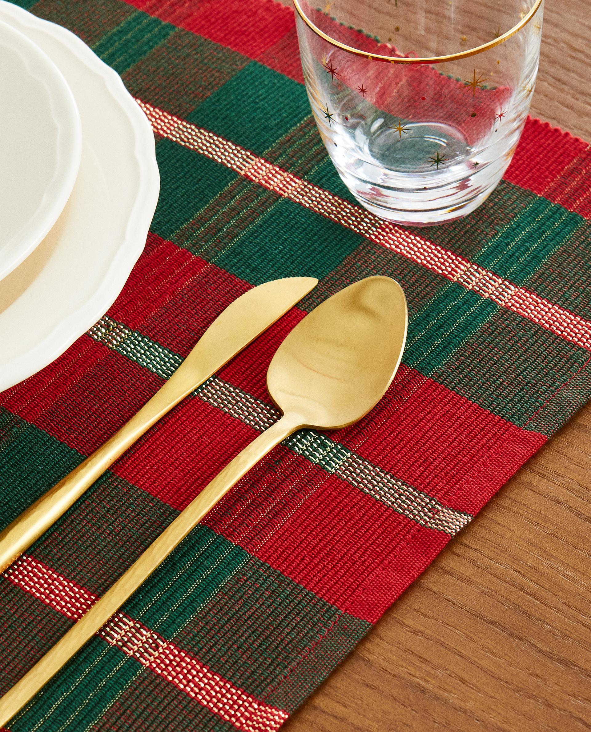 SET TOVAGLIETTE AMERICANE NATALIZIE QUADRI TARTAN (SET DA 2)