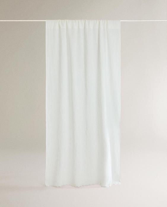 LINEN CURTAIN WITH OPENWORK EDGE