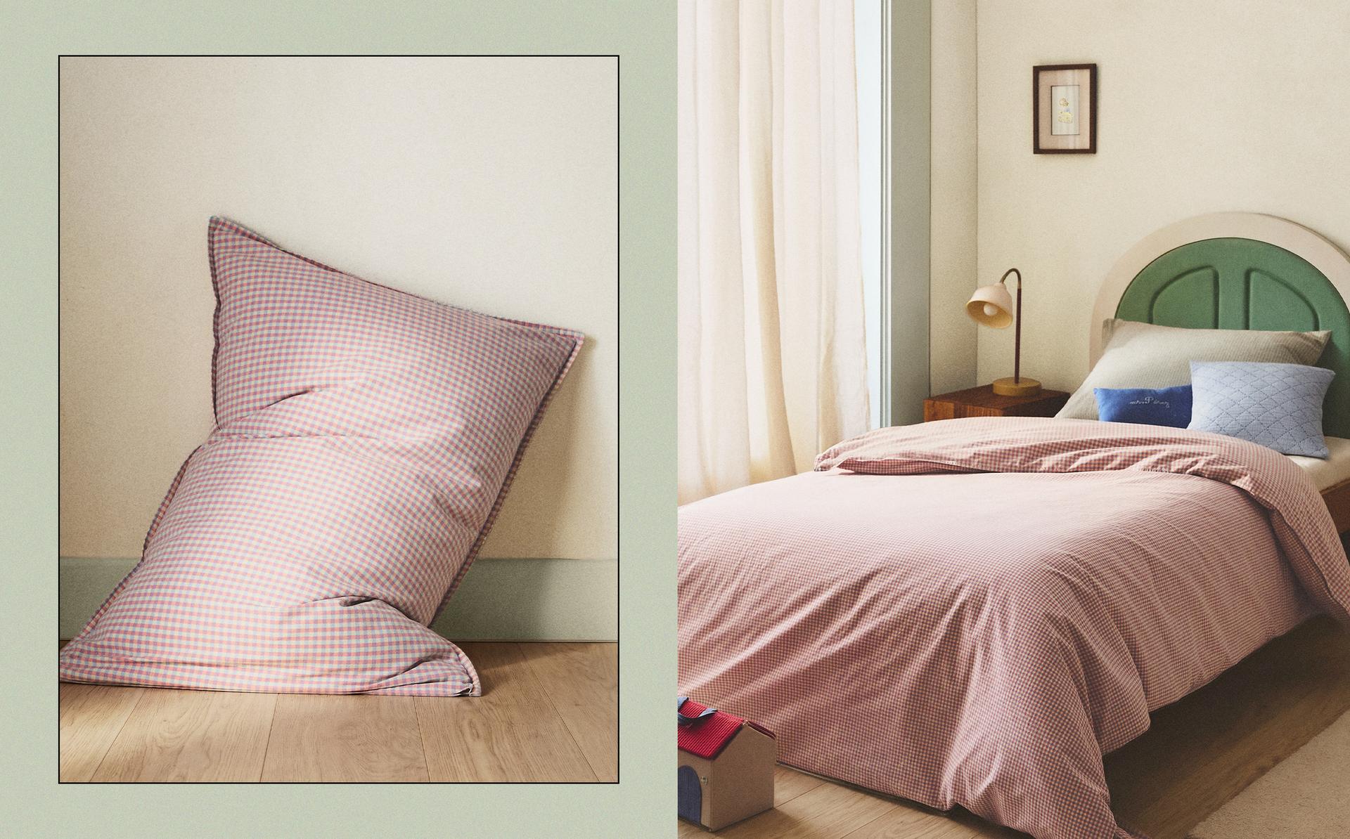 KIDS' GINGHAM COTTON BED LINEN