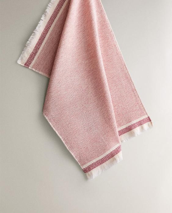 CONTRAST COTTON TERRYCLOTH TEA TOWEL
