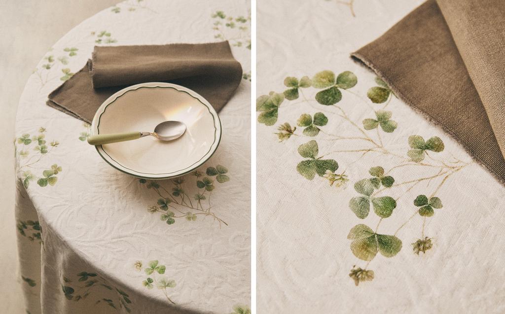 CLOVER PRINT ROUND JACQUARD TABLECLOTH