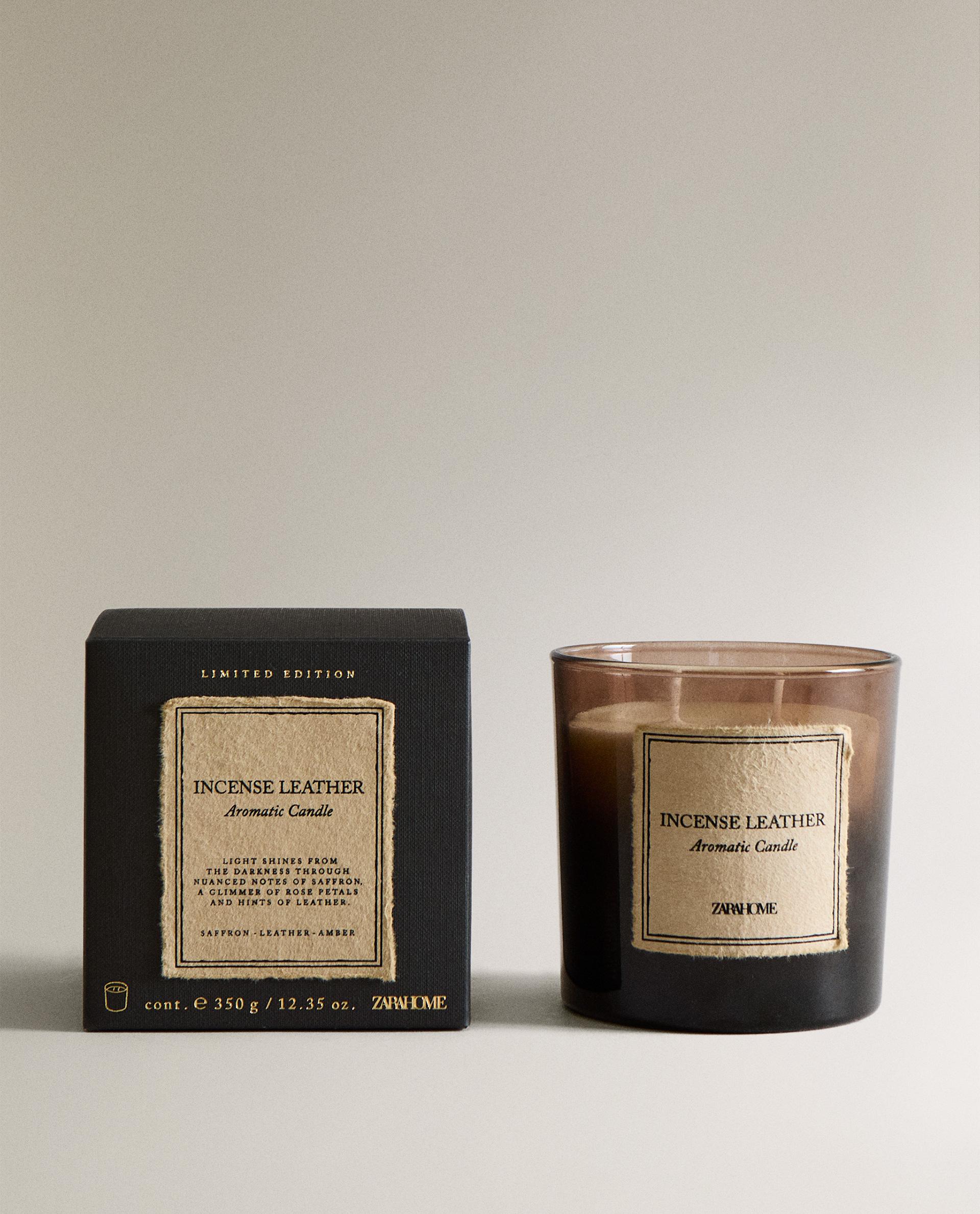 (350 G) INCENSE LEATHER SCENTED CANDLE