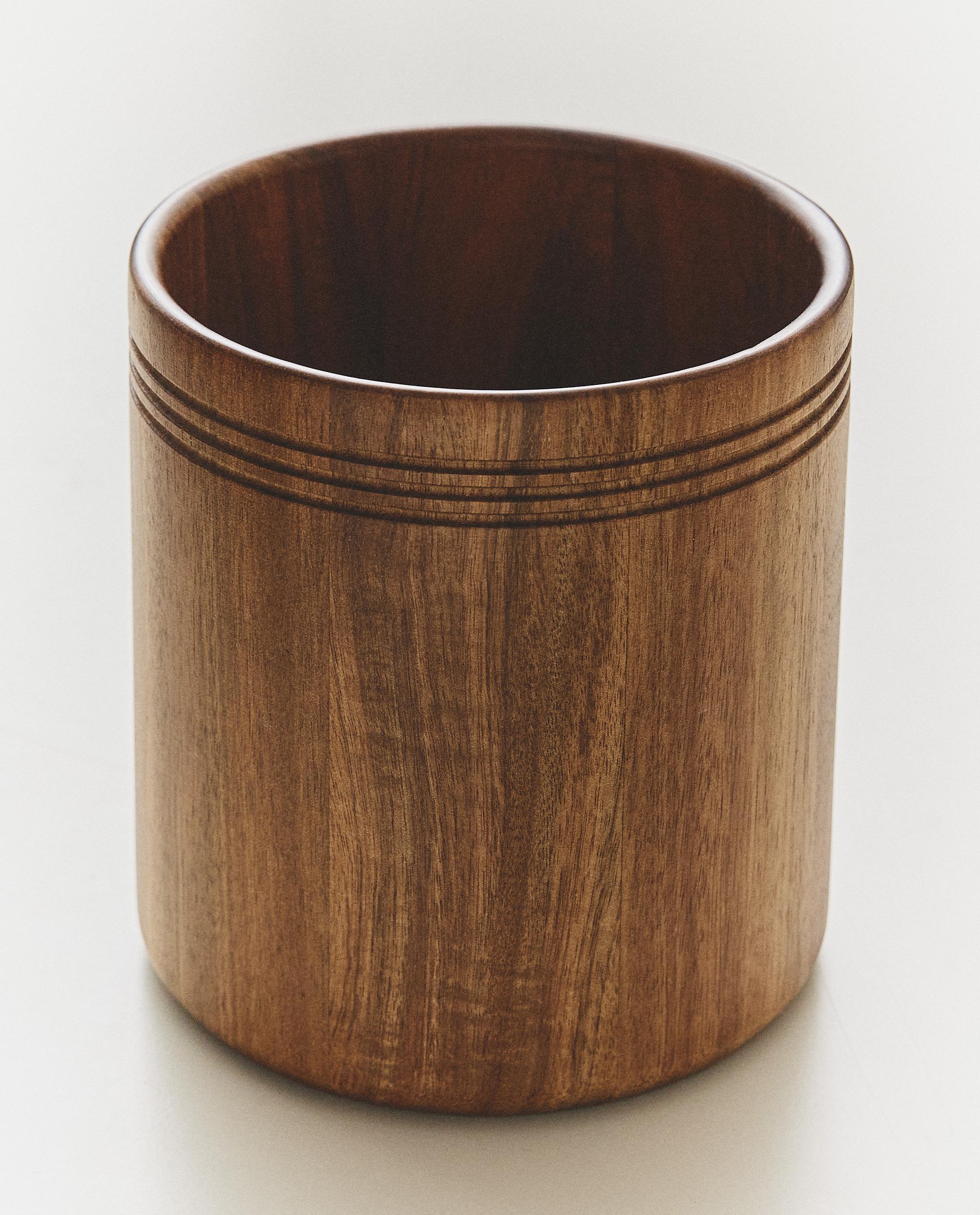 WOODEN UTENSIL JAR